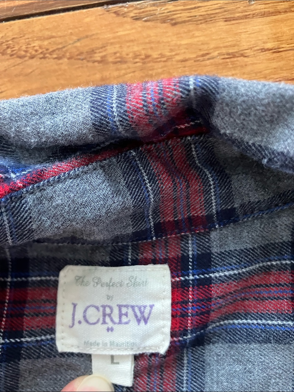 J. Crew Factory Women’s Bundle of 2 Gray and Red Perfect Flannel Shirt - Large - Picture 7 of 9